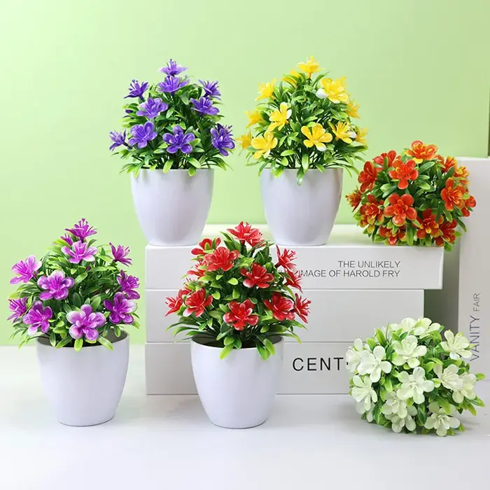 Fleurs artificielles cinq cuir chevelu prune