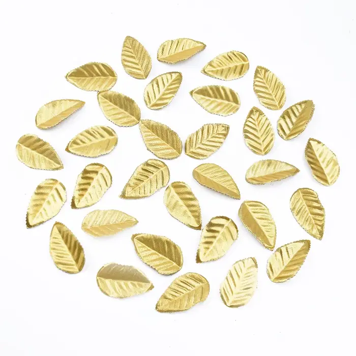 100 pièces feuilles dorées artisanat de noël décoration feuille de soie maison mariage fleurs décoratives couronnes plantes artificielles en gros
