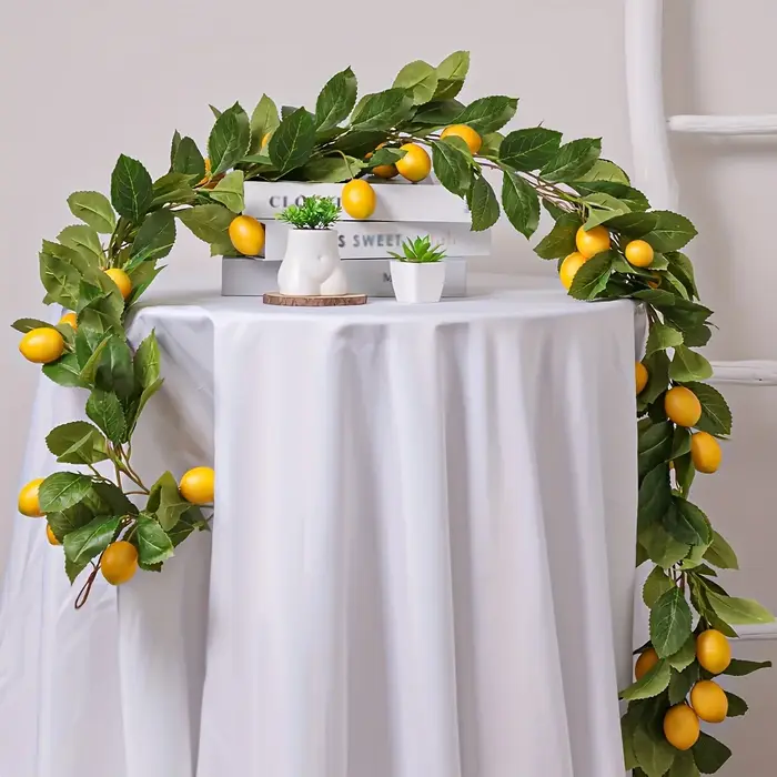 Couronne de citron artificielle avec plantes vertes