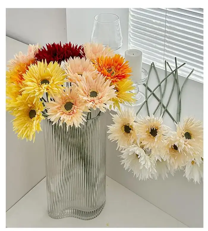 Vase de fleurs artificielles Gerbera brossées