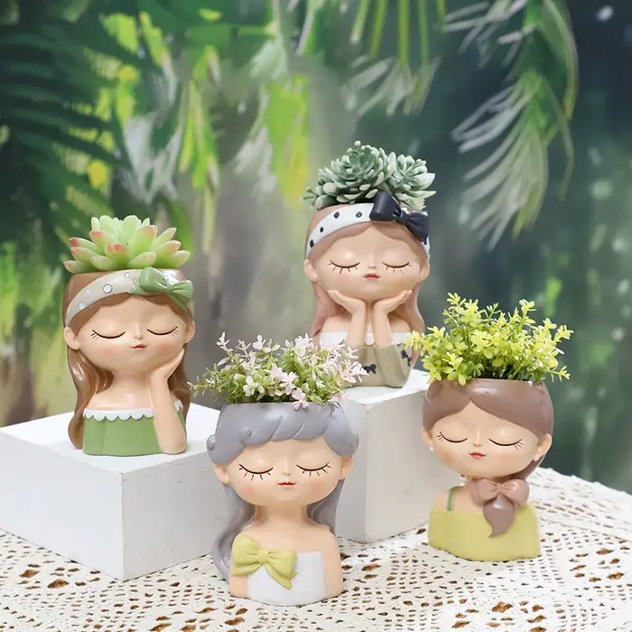 Petit Pot de plantes en résine pour fille mignonne
