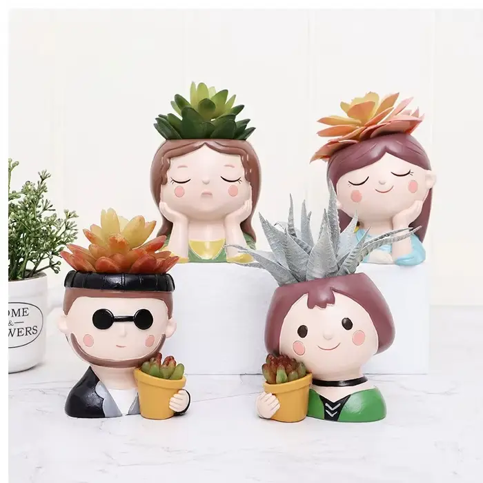 Jardinières succulentes Pots de fleurs Pot de plante de Cactus belle tête de fille bonsaï Pots de ja
