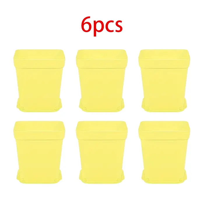 Lot de 6/12/24 pots de fleurs carrés colorés avec plateau