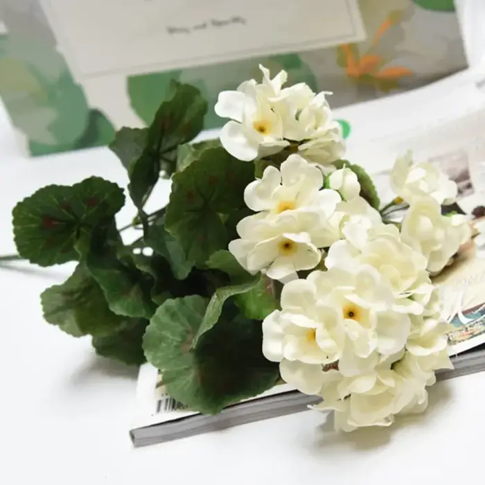 Automne extérieur artificiel géranium rouge azalée fleurs buissons haute qualité résistant aux UV fa