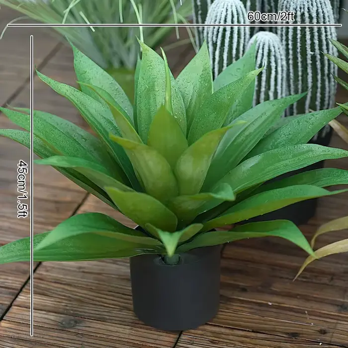 Plante succulente verte artificielle d'agave tropicale avec pot, ornements de balcon extérieur, déco