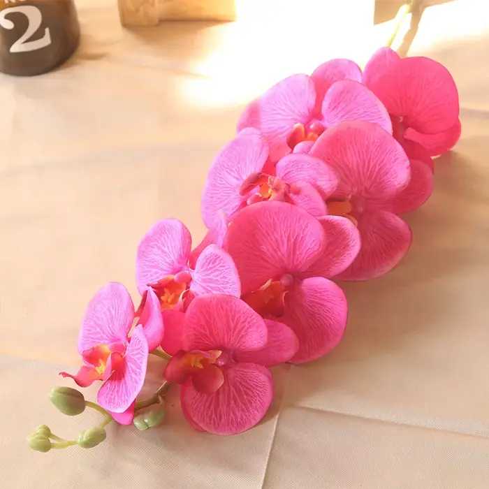 Décoration Maison Hôtel Fleurs Artificielles en Soie Papillon Orchidée Phalaenopsis Bouquet Matériel