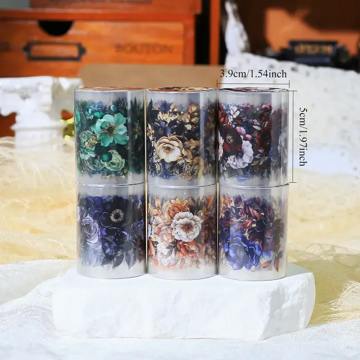 50mm * 2m ruban Floral Vintage auto-adhésif Scrapbooking matériel PET