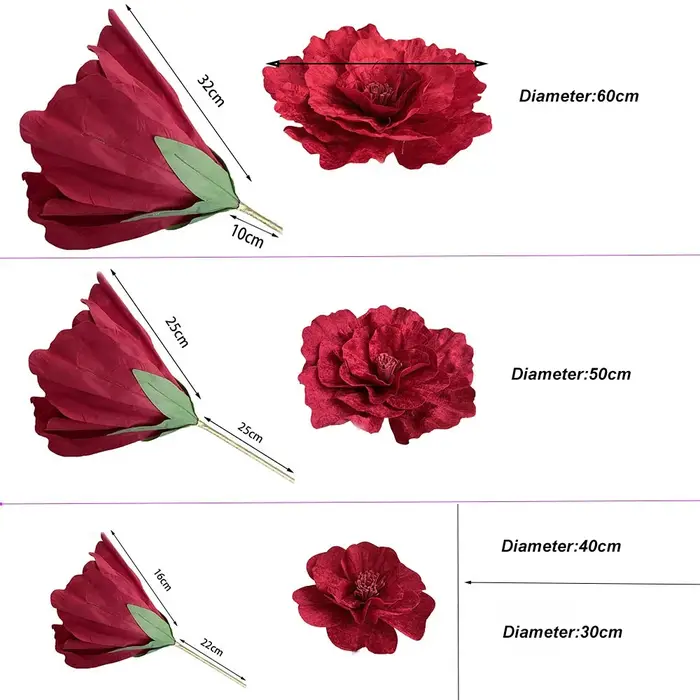 Grandes fleurs artificielles de roses rouges