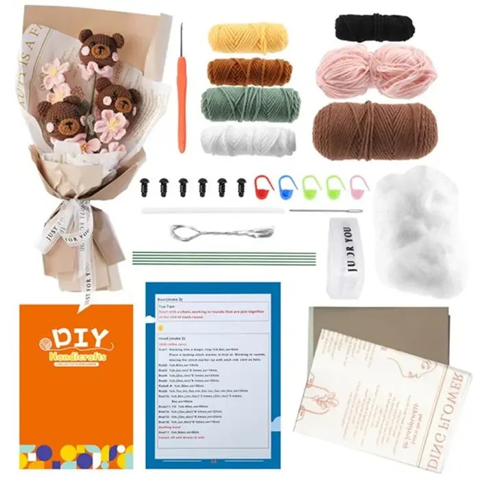 Kit de crochet de bouquet de fleurs pour adultes et débutants
