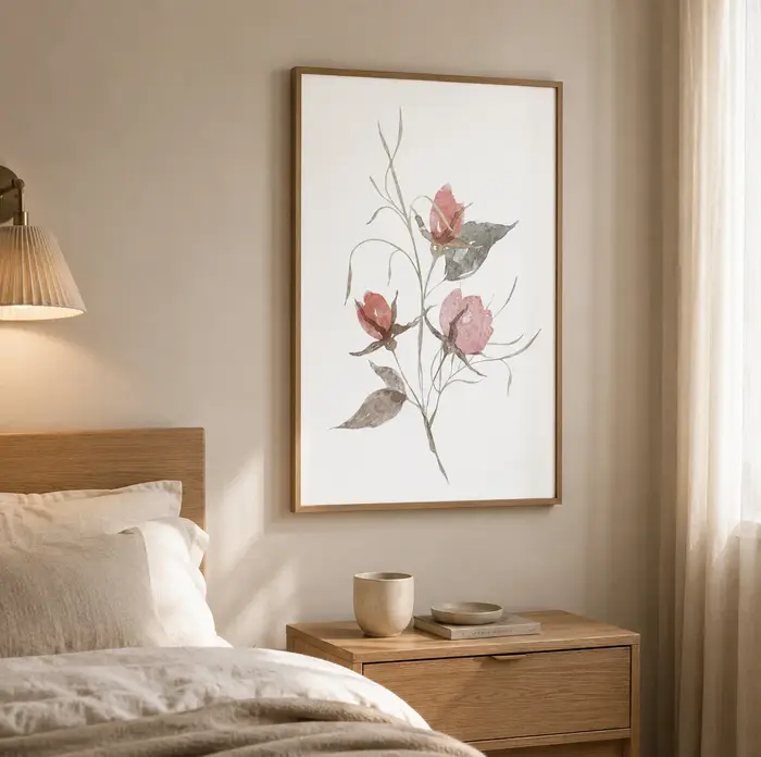 Art mural aux motifs de plantes et de fleurs