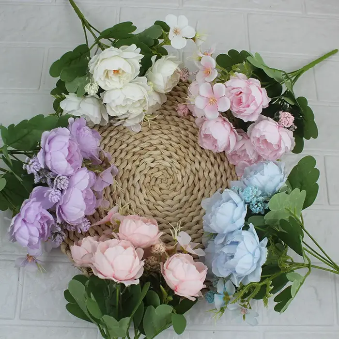 Petit Bouquet de pivoines artificielles en soie