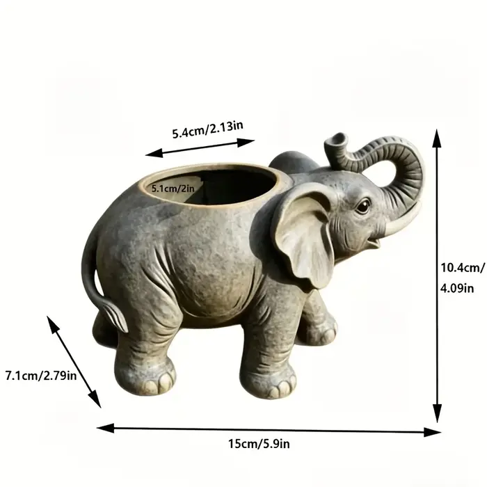 Pot de fleurs en forme d'éléphant, 1 pièce, décoration de jardin en résine pour cour, balcon, décoration extérieure, pot de fleurs en résine en forme d'éléphant, ornement de décoration de cour, pot de