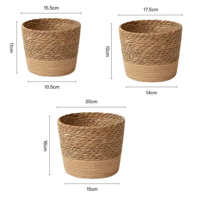 Pot de fleurs en paille tressée