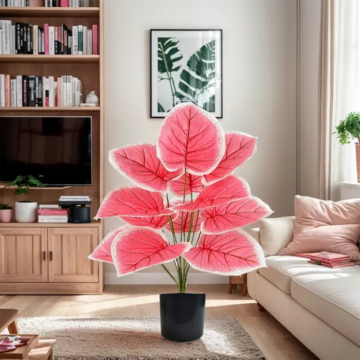 Plante artificielle de Caladium rose