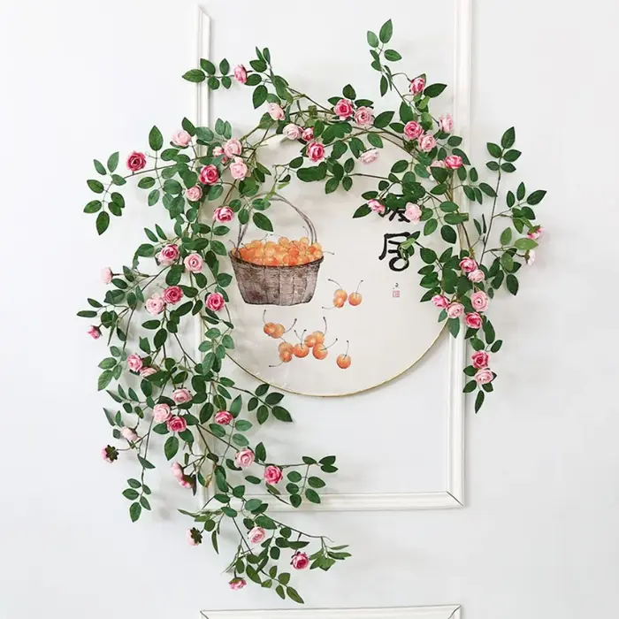 Fleurs artificielles plantes vert Lvy feuilles suspendus fleur Rose vigne mariage maison jardin décoration bricolage