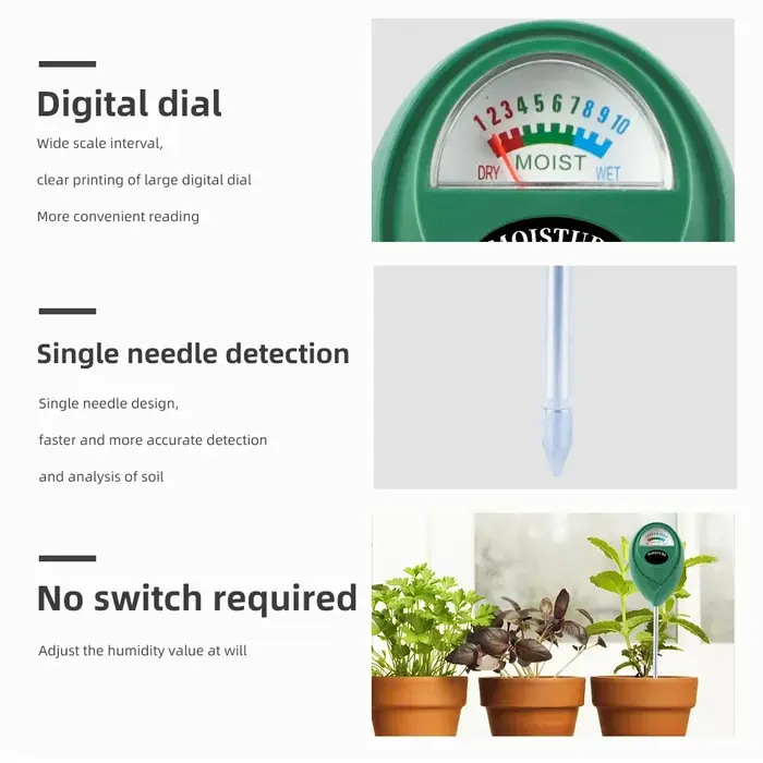 Testeur d'humidité du sol, testeur d'eau pour plantes, détecteur d'humidité, hygromètre pour jardinage, outil de mesure domestique