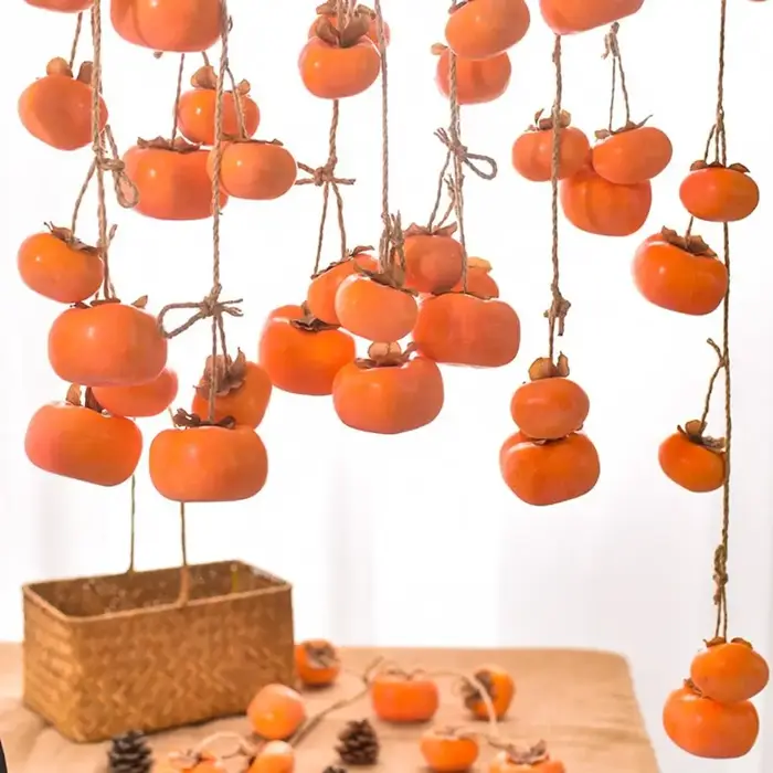 8 Fruits de kaki artificiels de simulation, 80 cm, orange, à suspendre au mur, en plastique, pour dé