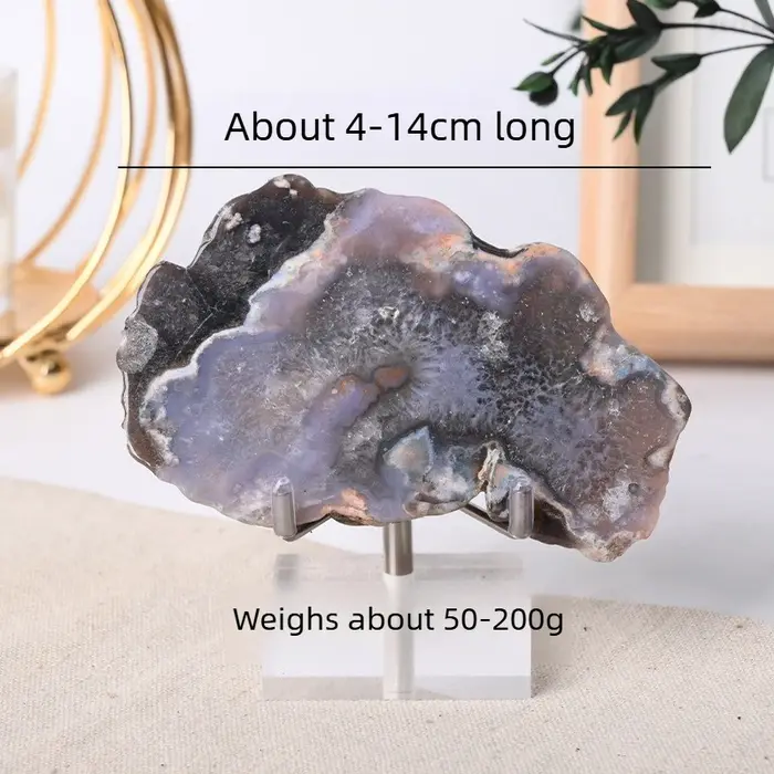 Tranche d'agate bleue naturelle
