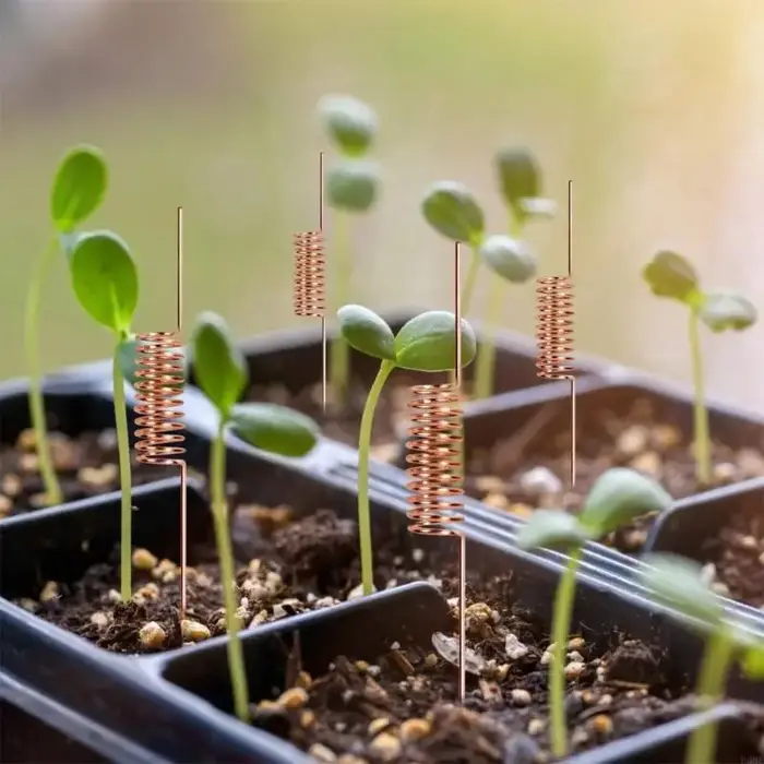 Piquets jardin en cuivre pour améliorer croissance des plantes grâce à technologie d'électroculture, hauteur 30cm