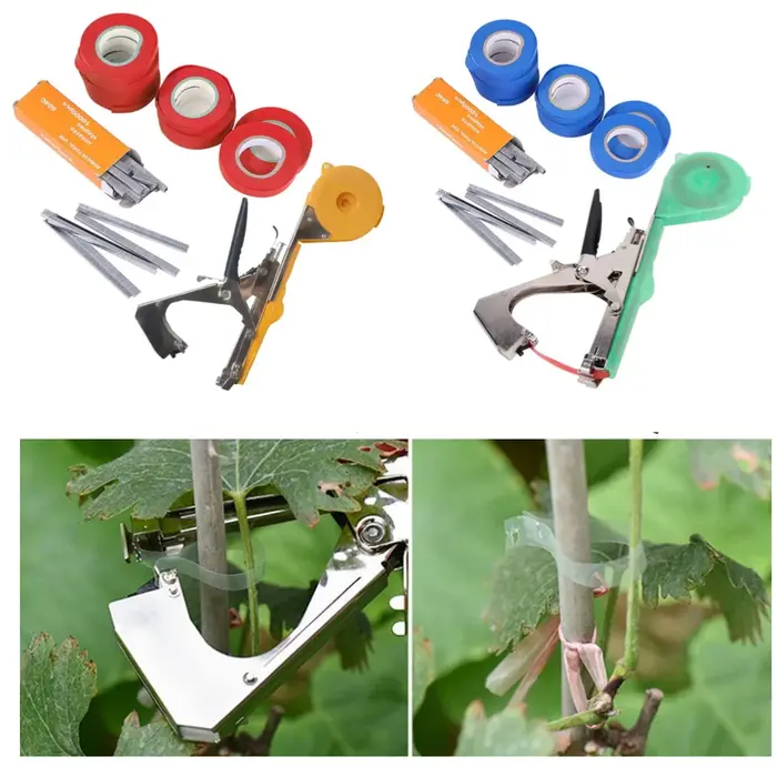 Machine à Attacher les Plantes avec 6 Rouleaux de Ruban Adhésif et 1 Boîte, Dispositif pour Légumes, Tomate, Concombre, Belle Fleur