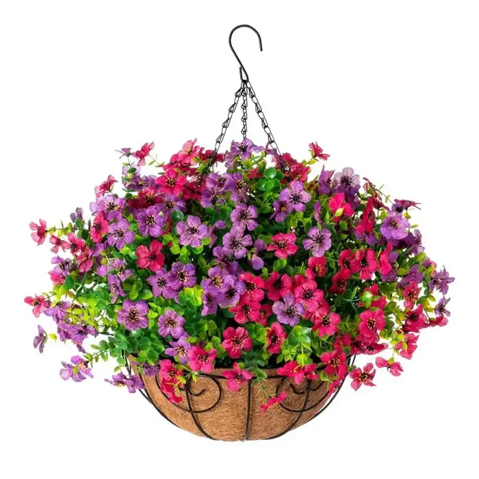 Panier suspendu pour fleurs artificielles, panier décoratif pour fleurs artificielles, panier suspen