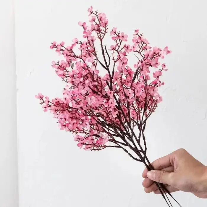 Fausses fleurs de cerisier roses et gypsophile (plantes artificielles)-pour bouquet de mariage bricolage
