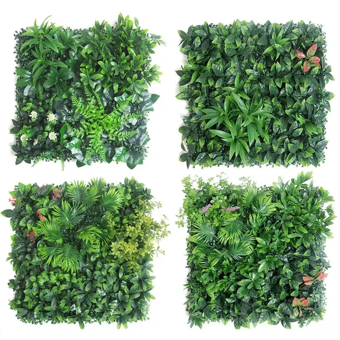 Panneau mural végétal artificiel 3D 50x50CM en plastique pour extérieur