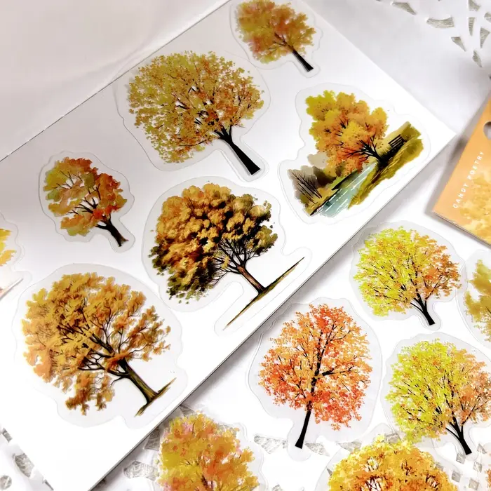 JIANQI 40 pièces/paquet de nombreux matériaux d'arbre autocollants quatre saisons décor bricolage compte à main journal