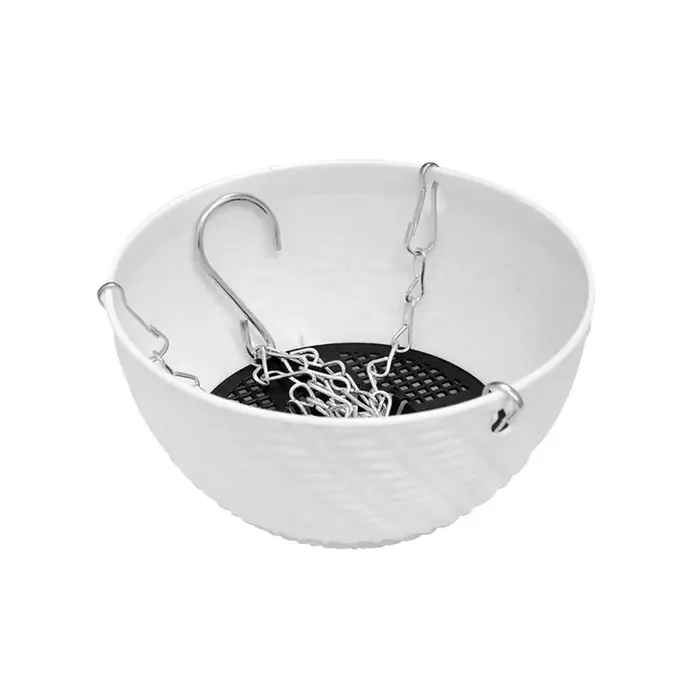 Jardinière suspendue tissée avec crochet en métal et plateau de drainage – Panier décoratif suspendu à chaîne pour plantes d'intérieur