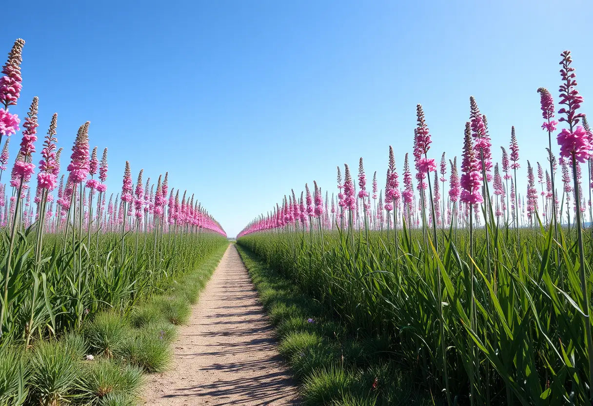 Chemin menant à un champ de gaura