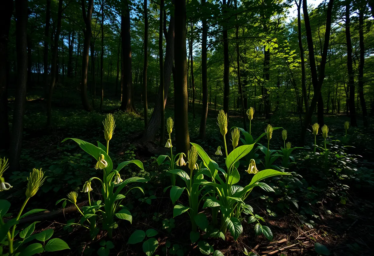 Plantes de mandragore dans la forêt ombragée